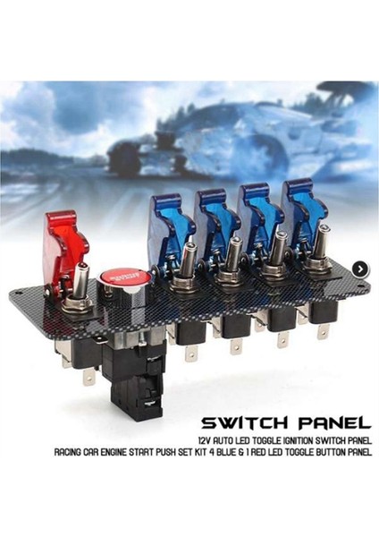12V Oyun Araba Motoru Ateşleme Düğmesi Kontak Anahtarı Panel 5 1 LED Geçiş Anahtarı (Yurt Dışından) fiyatları