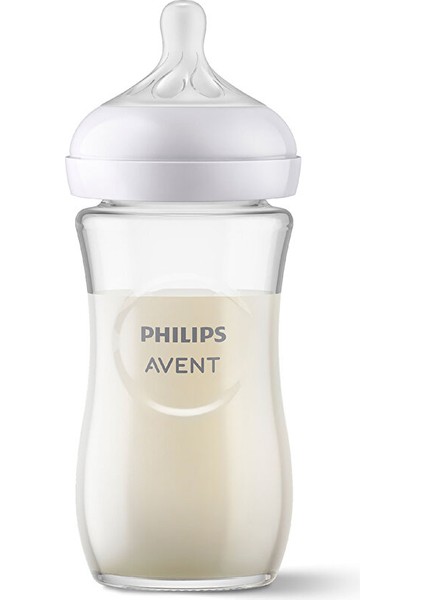 Doğal Tepkili Cam Biberon 240ML 3-6 Ay (4 Adet)