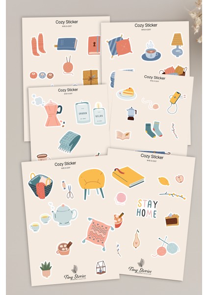 Cozy Temalı Sticker Seti - 6 Adet / Ajanda, Defter,bullet Journal,scrapbook