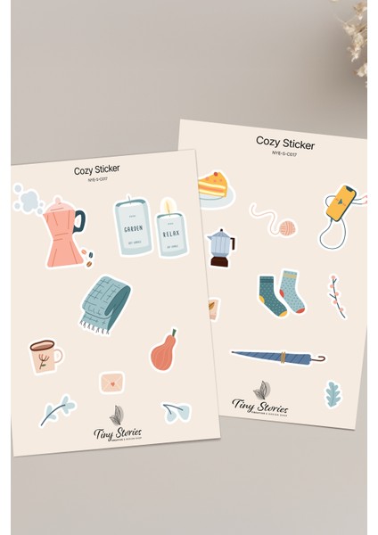 Cozy Temalı Sticker Seti - 6 Adet / Ajanda, Defter,bullet Journal,scrapbook fiyatları