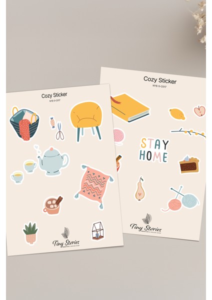 Cozy Temalı Sticker Seti - 6 Adet / Ajanda, Defter,bullet Journal,scrapbook modelleri