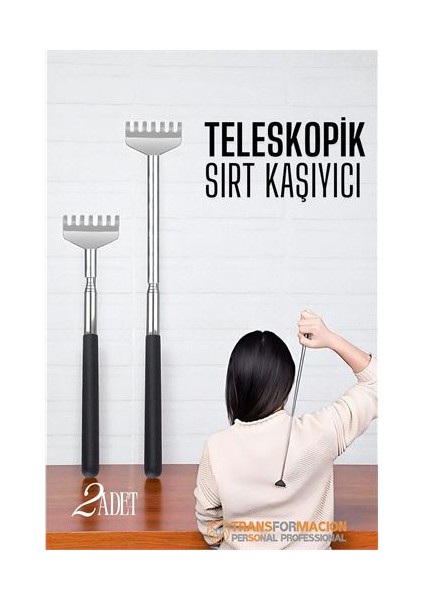 Hsnet Sırt Kaşıyıcı - Telekopik 56 cm Sırt Kaşıma Aparatı Hanımeli 2 Li Set