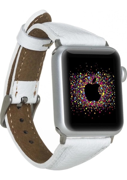 Apple Watch Uyumlu Deri Kordon 38-40-41MM Slim F3 Beyaz