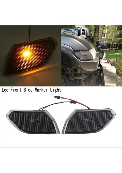 Füme Siyah LED Yan Işaretçi Işık Dönüş Sinyal Lambası Yuvarlak Kaş Yan Lambası Jeep Wrangler Jl 2018+ (Yurt Dışından) indirimleri