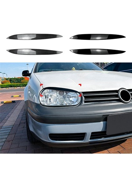 Vw Golf4 Mk4 Iv 1997-2005 Parlak Siyah Ön Far Kapağı Garnitür Strip Kaş Kapak Döşeme Sticker (Yurt Dışından) modelleri