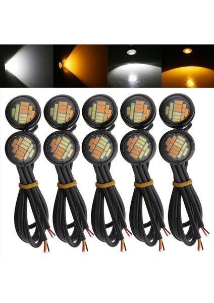 60 Pcs 12V 23MM Çift Renk Geçiş 4014 Smd 12 LED Drl Eagle Göz Gündüz Işık Motor Dönüşü Işıkları (Yurt Dışından) fiyatları