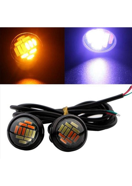 60 Pcs 12V 23MM Çift Renk Geçiş 4014 Smd 12 LED Drl Eagle Göz Gündüz Işık Motor Dönüşü Işıkları (Yurt Dışından) modelleri