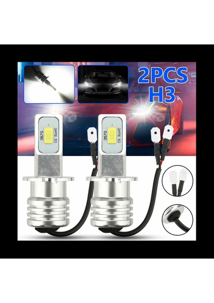 4x H3 Süper Parlak Far Kiti 100W 10000LM Sis Drl Buluşlar 6000K Beyaz (Yurt Dışından) fırsatları