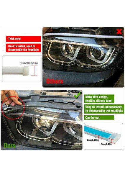 2x Rgb Uygulama Kontrolü 60CM LED Drl Gündüz Çalışma Şeridi Işık Dönüş Sinyal Fren Yan Araba Işıkları Far Oto Aksesuarları (Yurt Dışından) fırsatları