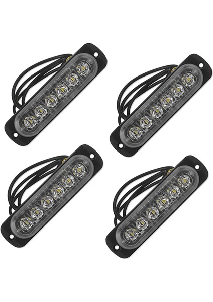 4x 12V-24V 6led Hafif Flaş Acil Durum Araba Aracı Uyarı Flaş Mavi ve Kırmızı Yanıp Sönüyor (Yurt Dışından)
