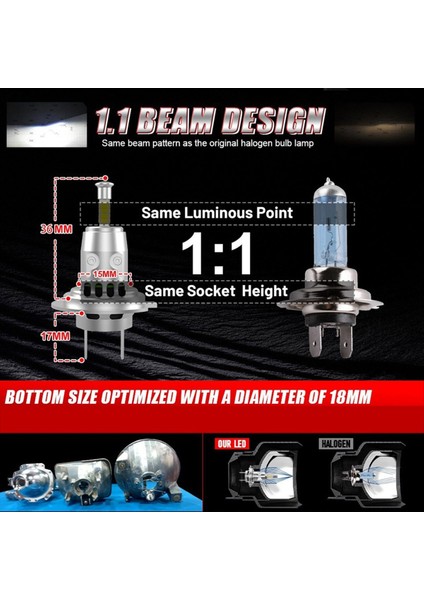 1paır H4 LED Ampul 360 4 Taraflı 1 1 H4 Hi-Low Beam 6000K Araç Aksesuarları Fiş ve Oynat (Yurt Dışından) indirimleri