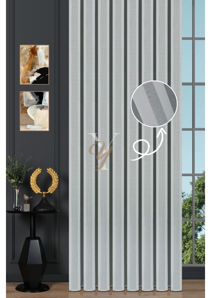 4610 Tül Perde V-01 Ekru