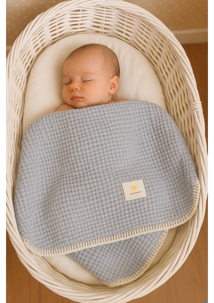 4 Kat Çoban Dikişli Gri %100 Pamuk Müslin Bebek Battaniye (100X120 Cm) fiyatları