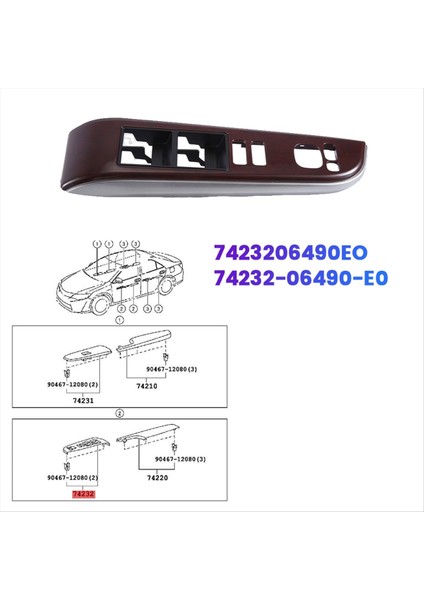 Sol Ön Pencere Asansör Anahtarı Trim Kapağı 74232-06490-E0 Toyota Için Camry 7th 2012-2017 Kolfest Dekor Paneli 742206490EO (Yurt Dışından) indirimleri