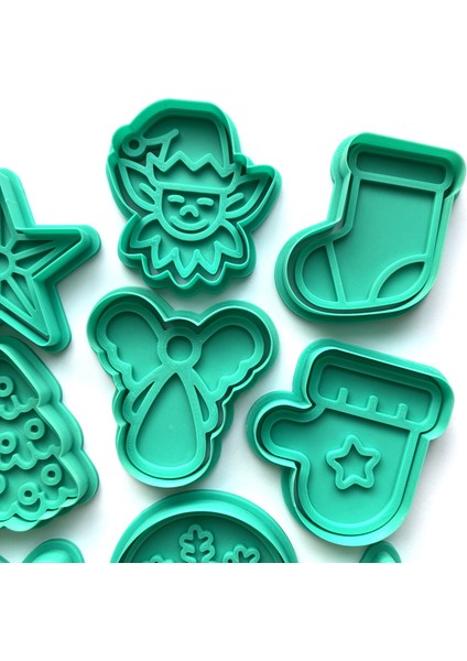 12'li Yılbaşı Kutlama Kurabiye Kalıbı Seti | Noel Baba, Elf, Melek, Kar Tanesi, Hediye | Kış Temalı Parti ve Süsleme | Şeker Hamur | Kil Şekillendiriciu fiyatları