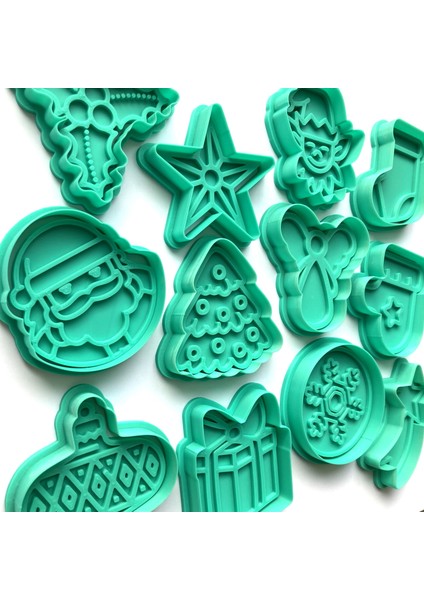 12'li Yılbaşı Kutlama Kurabiye Kalıbı Seti | Noel Baba, Elf, Melek, Kar Tanesi, Hediye | Kış Temalı Parti ve Süsleme | Şeker Hamur | Kil Şekillendiriciu fırsatları