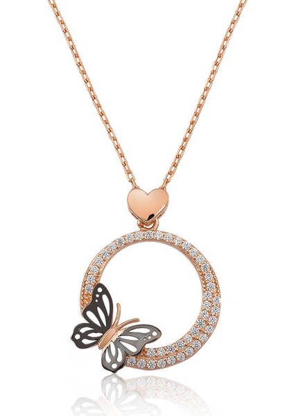 925 Ayar Gümüş Kalpli Çemberi Kadın Gümüş Kolye T4584 (972972)