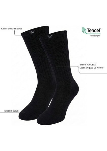 Unisex Ekstra Yumuşak Lastikli Siyah Spor Çorabı fiyatları