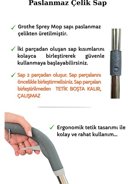 Wipe Sprey Mop Turuncu - 2 Mop Bezli - Tıpasız Sistem - 700 Cc Su Hazneli (üretici Garantili) fırsatları