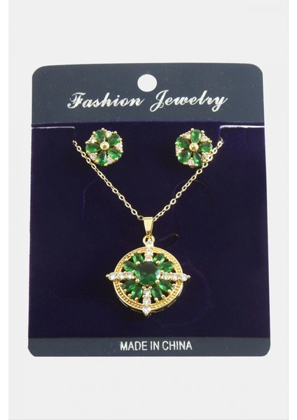 Ieg Çiçek Zirkon Taşlı Set Kolye