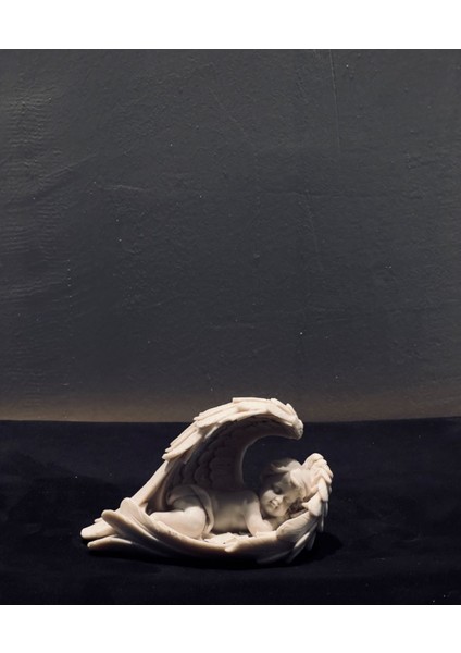 Kanat Içinde Uyuyan Melek Heykeli – 15X10X6 cm Polyester Dekoratif Obje