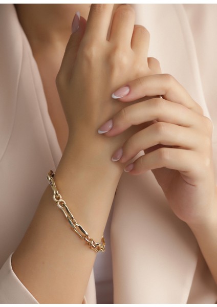 Nar-in Altın Mücevherat Üç Renk İşlemeli Altın Bileklik 027