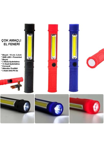 Çok Amaçlı Mıknatıslı Pilli El Feneri WT-1905