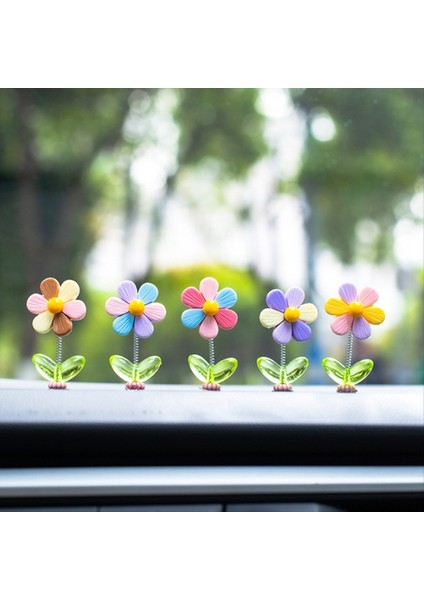 5pcs Araba Kontrol Paneli Gökkuşağı Çiçek Süsleri Kafa Sallayan Dans Çiçek Karikatür Süsleme Araba Iç Sevimli Çiçek (Yurt Dışından) fırsatları