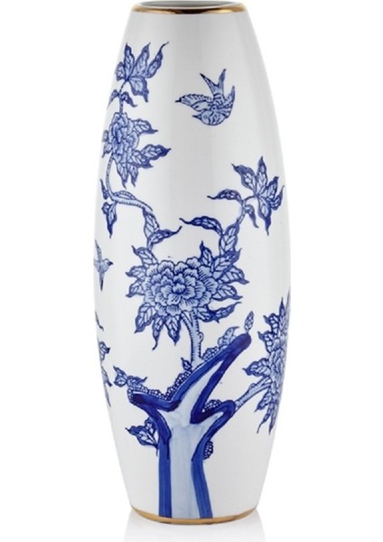 Loyal Gold Mavi- Beyaz Vazo 15X15X45.8 cm fırsatları