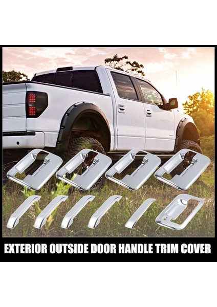 Ford F150 4dr 2004-2014 Otomobil Dış Kapı Tutucu Kapak ve Bagaj Kapakları Dekor Trim Aksesuarları - Gümüş (Yurt Dışından) indirimleri