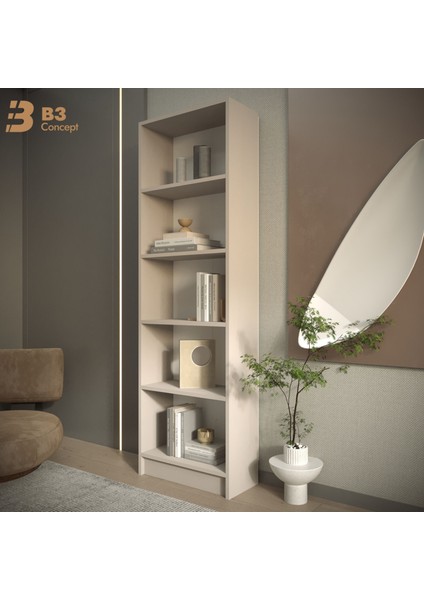B3CONCEPT Modern Kum Beji Kitaplık – 5 Raflı Ahşap Raflı Dekoratif Çok Amaçlı Düzenleyici Kitaplık modelleri