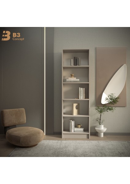 B3CONCEPT Modern Kum Beji Kitaplık – 5 Raflı Ahşap Raflı Dekoratif Çok Amaçlı Düzenleyici Kitaplık indirimleri