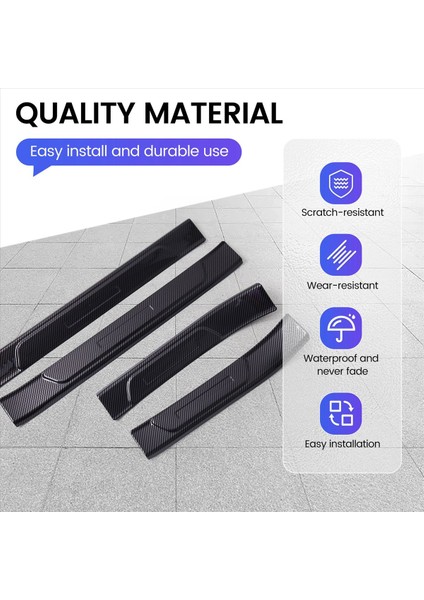 4pcs Dış Kapı Eşik Korumaları Kapı Eşik Giriş Koruyucusu Kapak Dekoru Karbon Fiber Renk Byd Conta / Byd Atto 4 (Yurt Dışından) modelleri