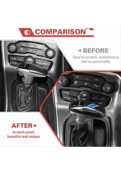 Dodge Charger Challenger 2015-2024 Durango 2018-2024 Için Karbon Fiber Dişli Vites Değiştirme Düğmesi Kapağı Kaplama (Yurt Dışından) modelleri
