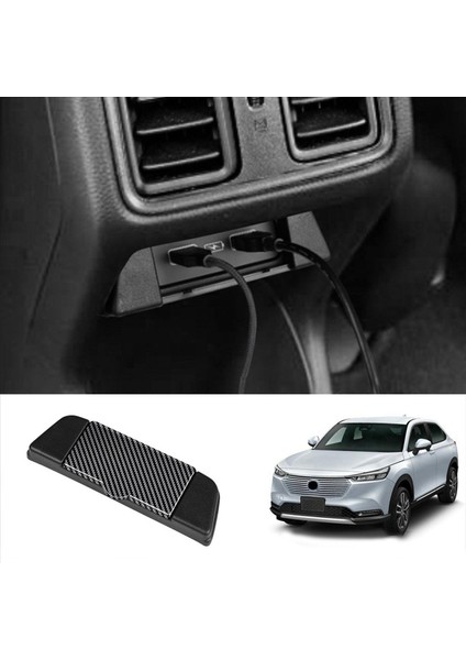 2x Araç Karbon Fiber Arka USB Şarj Cihazı Bağlantı Noktası Hava Çıkış Havalandırma Trim Paneli Koruyucu Kapak Hrv Hrv Hr-V Vezel 2021 2022 (Yurt Dışından) fiyatları