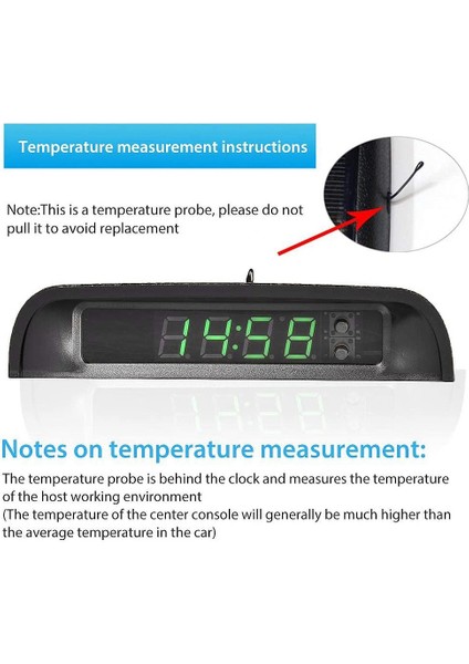 Gece Ekranlı Araba Saatleri Termometre Otomatik Dahili Sopa-On Dijital Saat Güneş Enerjili 24 Saatlik Araba Saati (Yurt Dışından) fiyatları