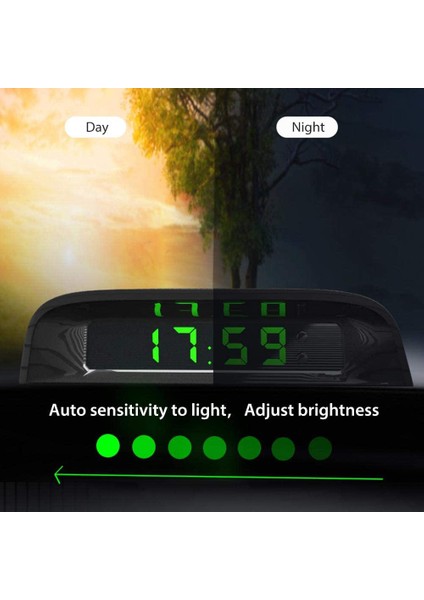 Gece Ekranlı Araba Saatleri Termometre Otomatik Dahili Sopa-On Dijital Saat Güneş Enerjili 24 Saatlik Araba Saati (Yurt Dışından) fırsatları