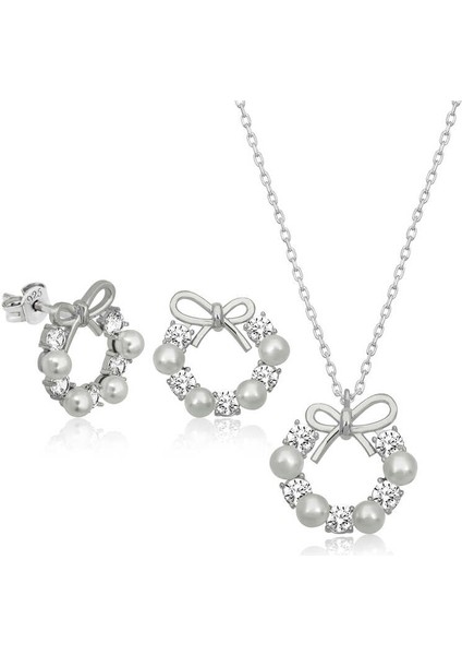 925 Ayar Gümüş Inci Kurdele Kadın Set T6466 (972972)