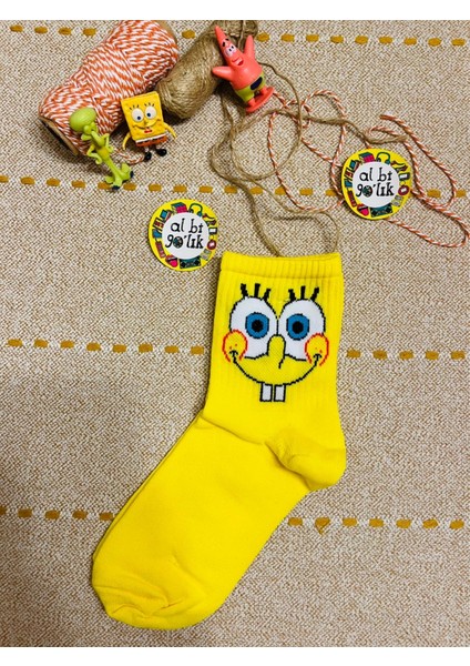 Al Bi 90Lık Al Bi 90'lık 3'lü Sünger Bob Patrıck Squıdward Desenli Kolej Set Çorap fırsatları