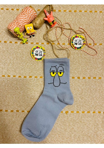 Al Bi 90Lık Al Bi 90'lık 3'lü Sünger Bob Patrıck Squıdward Desenli Kolej Set Çorap indirimleri