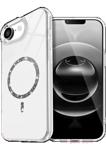 Apple iPhone 16E Live Diamond Magsafe Kapak - Şeffaf