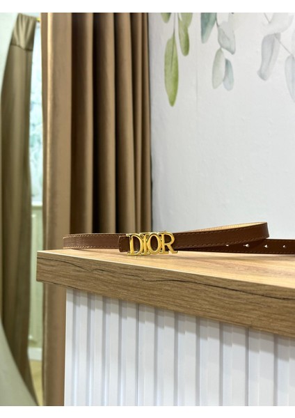 Kadın Taba Kemer Gold Detaylı Kemer Pantolon Kemeri Etek Kemeri Elbise Kemeri