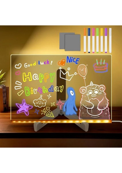 12 Inc LED Işıklı Çizim Tahtası Ayarlanabilir Stant ve Kalemleri Çizim Tahtası 30X20 modelleri