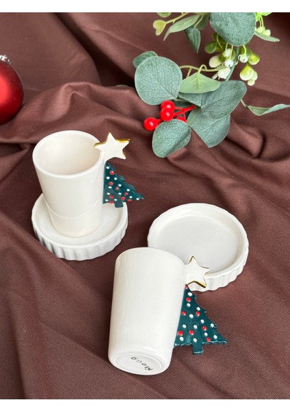 Çam Ağacı ve Yıldız Detaylı Fincan modelleri