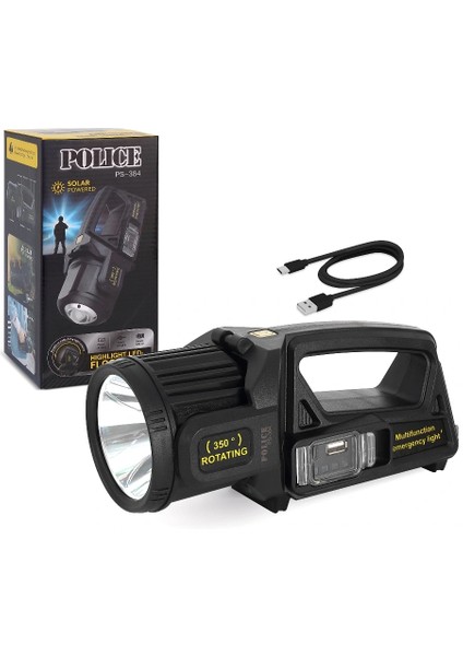 Police PS-384 Şarjlı Güneş Enerjili Spot Fener