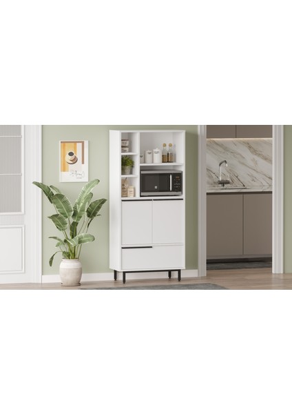 Bohem Mutfak Kiler Dolabı Mikrodalga 3 Kapaklı Raflı Metal Ayaklı Beyaz BOH9A-W modelleri
