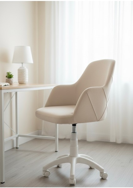 Buse Beyaz Ayaklı Çalışma Sandalyesi Çocuk Bilgisayar Sandalyesi (Ayarlanabilir)