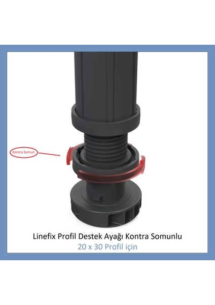 Linefix Profil Destek Ayağı Kontra Somunlu (20x30 profil için) M6 fiyatları