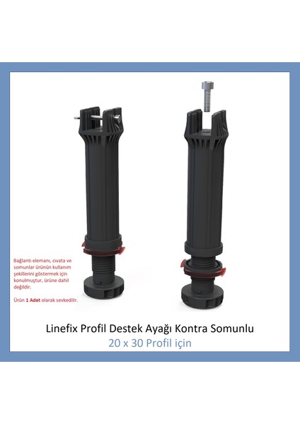 Linefix Profil Destek Ayağı Kontra Somunlu (20x30 profil için) M6 fırsatları