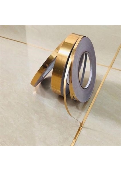 50 Metre Fayans Arası Şerit Dekoratif Yapışkan Renkli Dekor Su Geçirmez Sızdırmaz Altın Bant